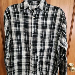 100% Hemp EcoLution Plaid Shirt, black/ white Size S